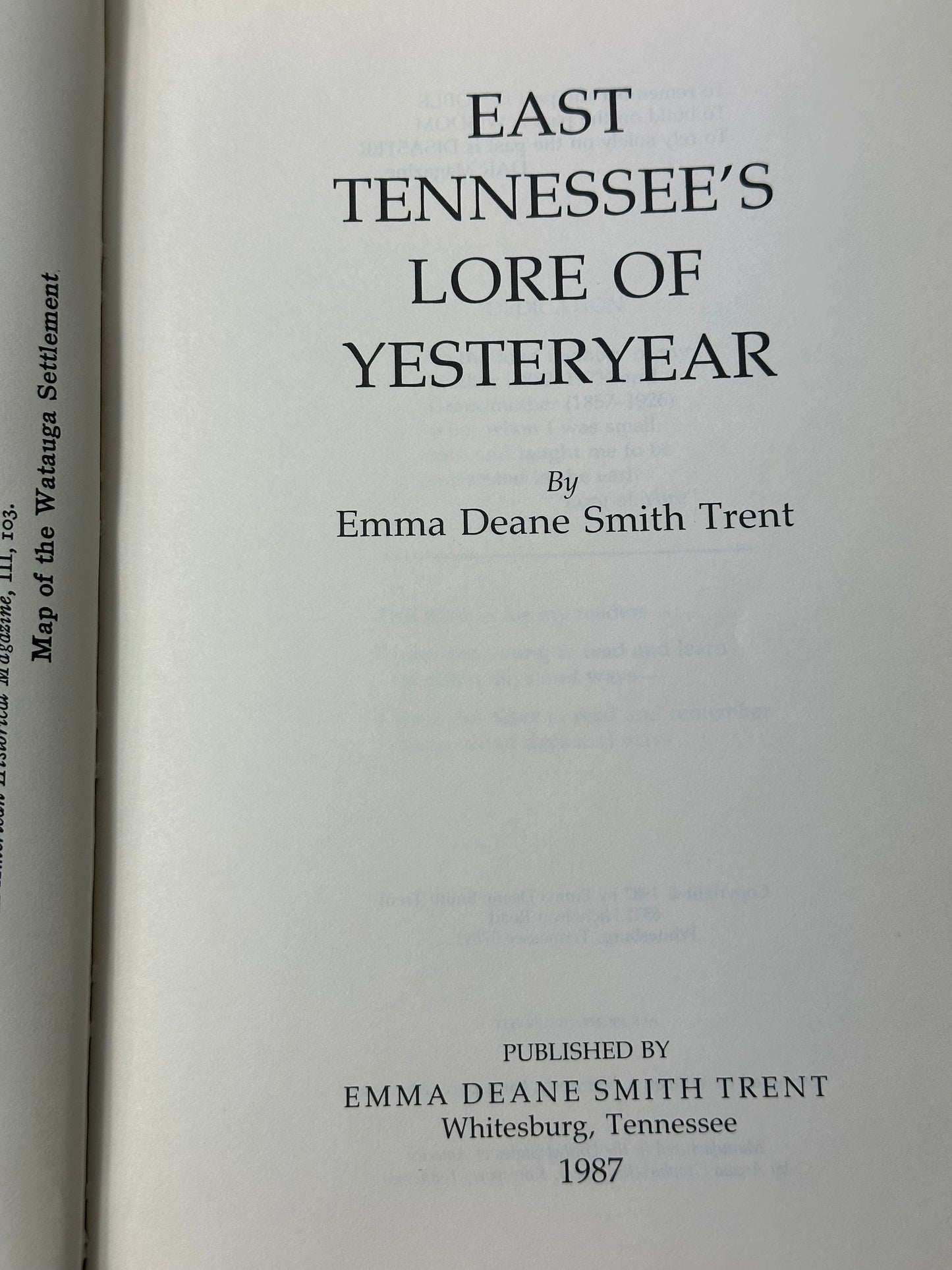 East Tennessee’s Lore of Yesteryear by Emma Trent 1987