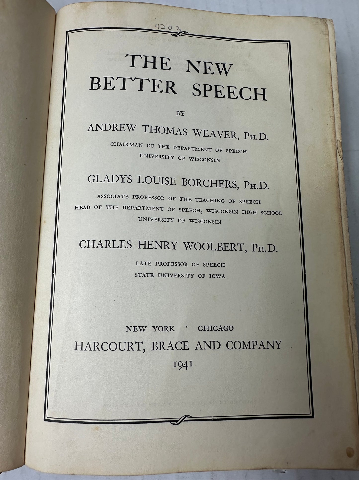 The New Better Speech 1941 Andrew Weaver