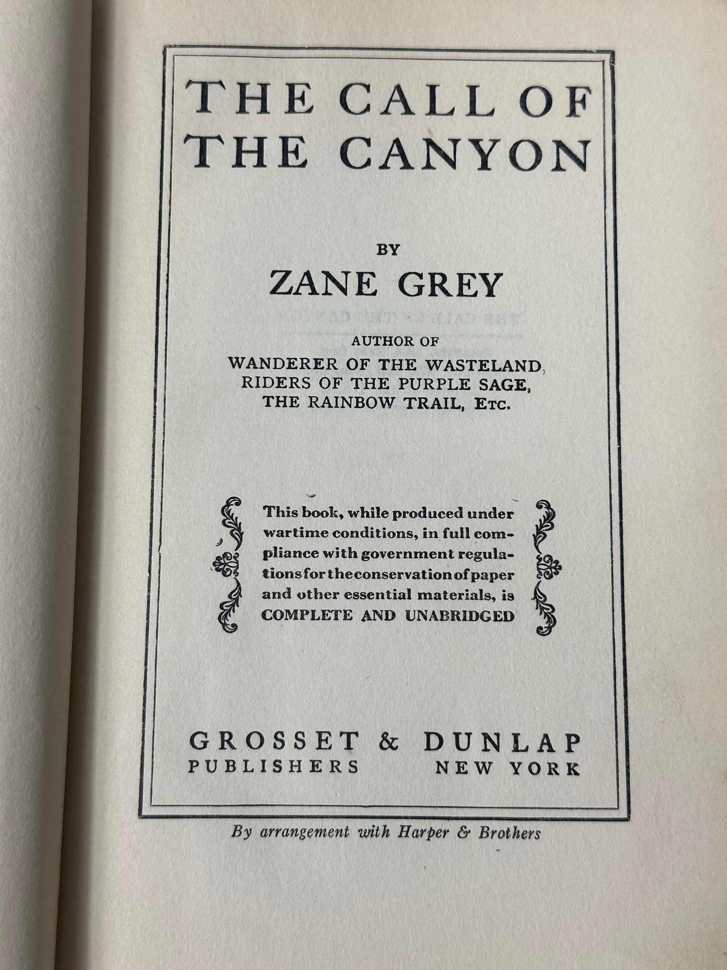 The Call of the Canyon by Zane Grey 1924