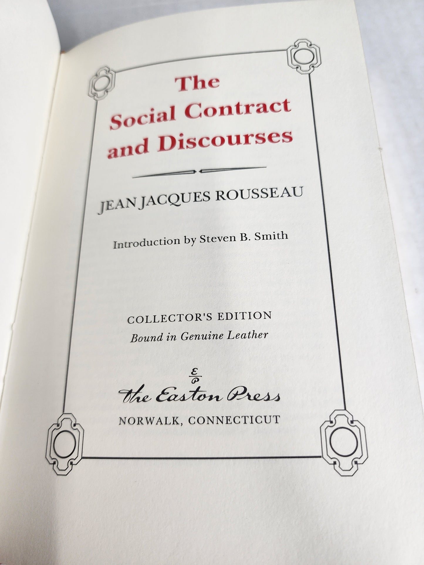 The Social Contract and Discourses by Rousseau Easton Press