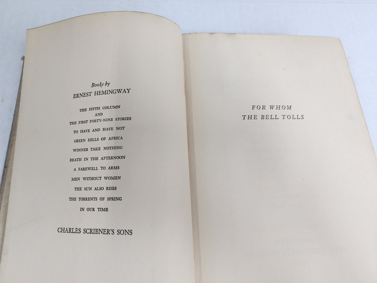 For Whom The Bell Tolls Ernest Hemingway 1940 1st Edition