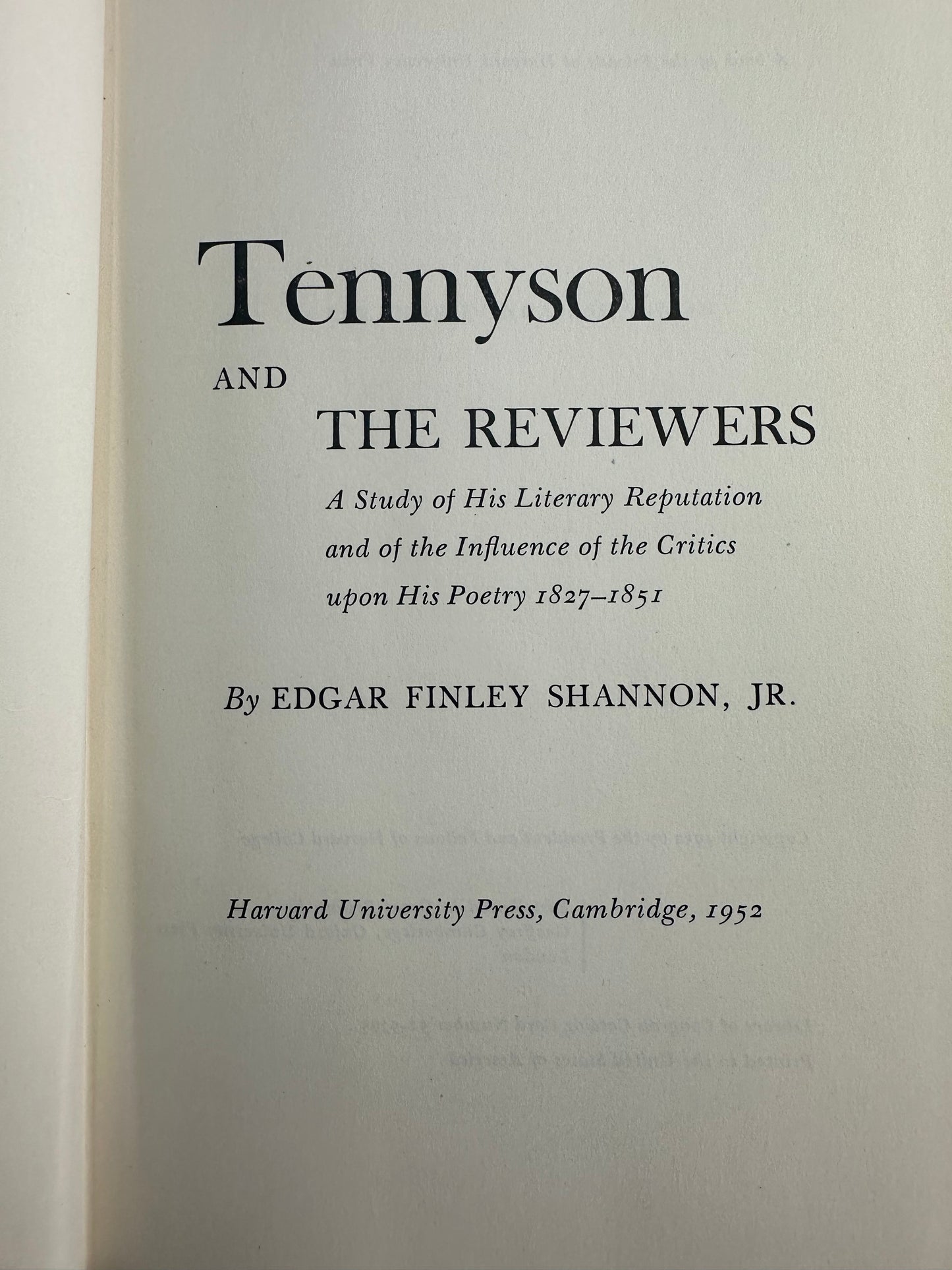 Tennyson and the Reviewers 1952