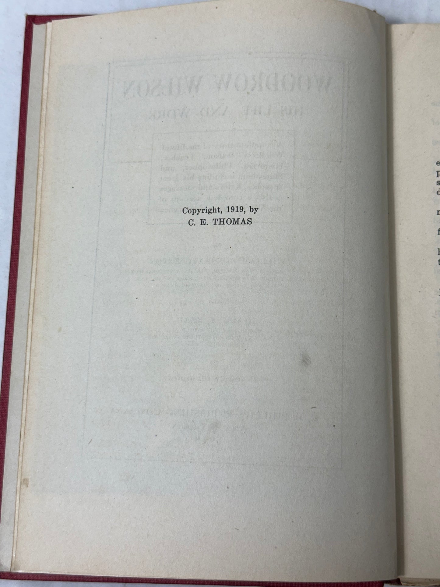 Woodrow Wilson His Life and Work 1919