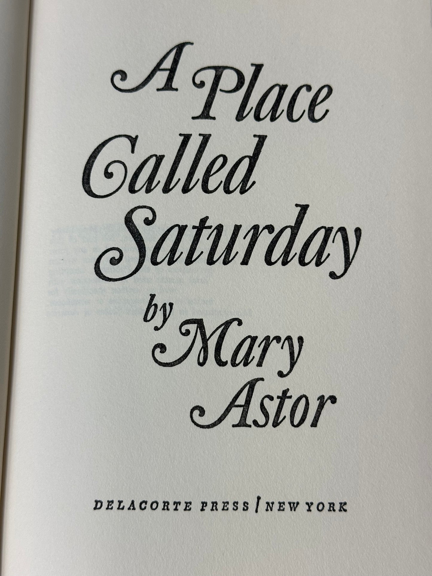 A Place Called Saturday by Mary Astor 1968