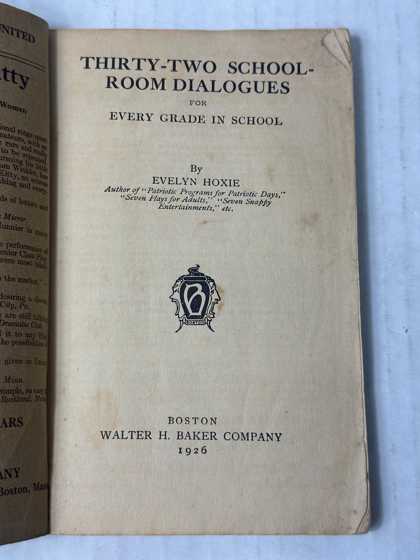 Thirty-two School-room Dialogues Evelyn Hoxie 1926