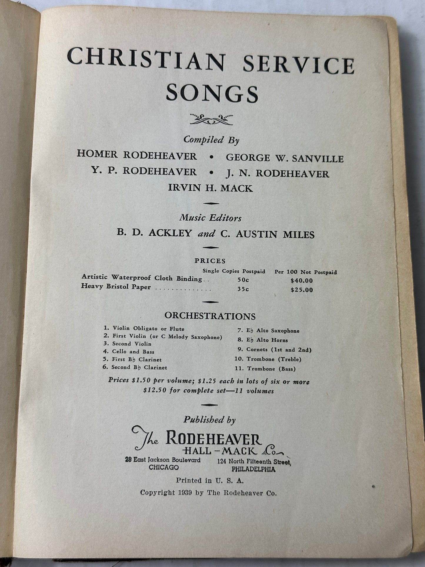 Christian Service Songs 1939