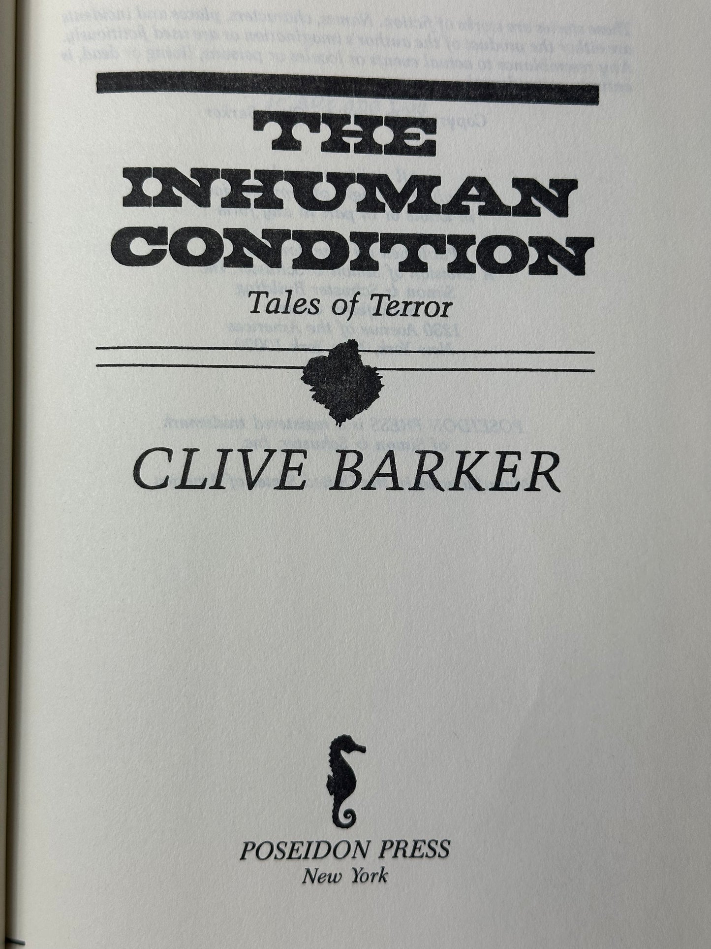 The Inhuman Condition by Clive Parker 1986