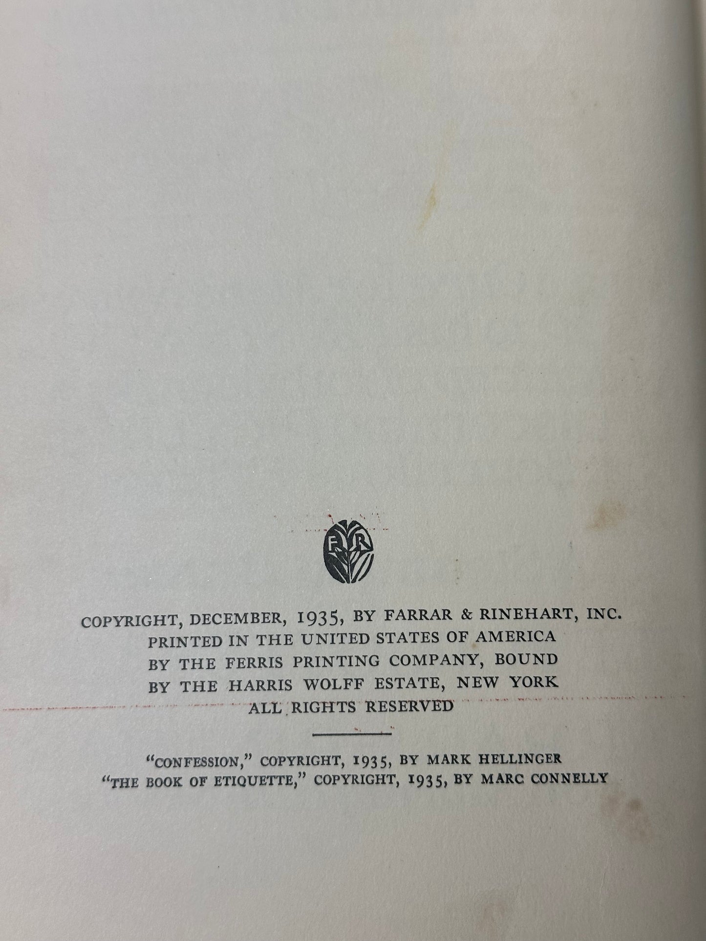 The Bedroom Companion 1935 Farrar and Rinehart