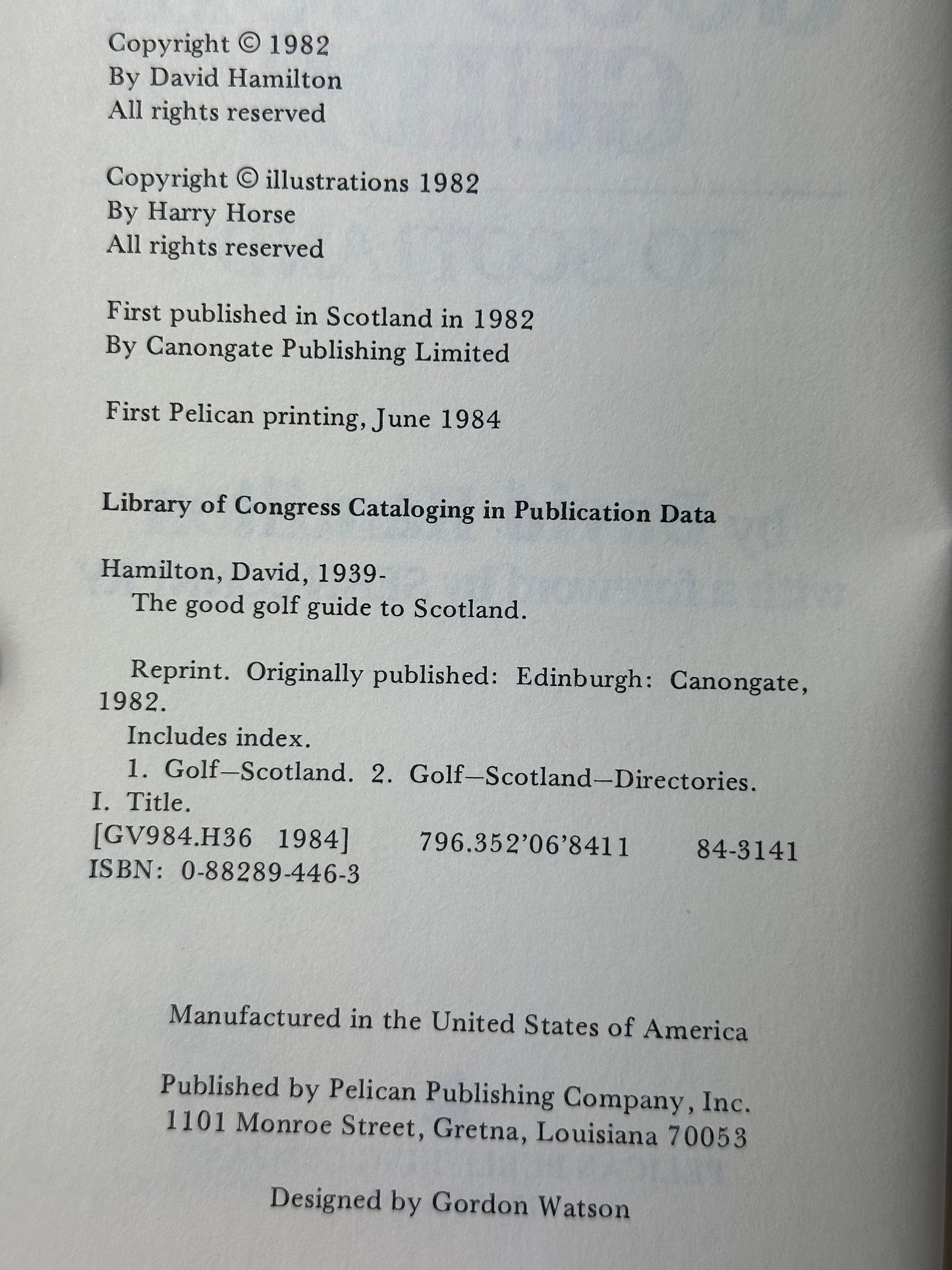 Good Golf Guide by David Hamilton  1982