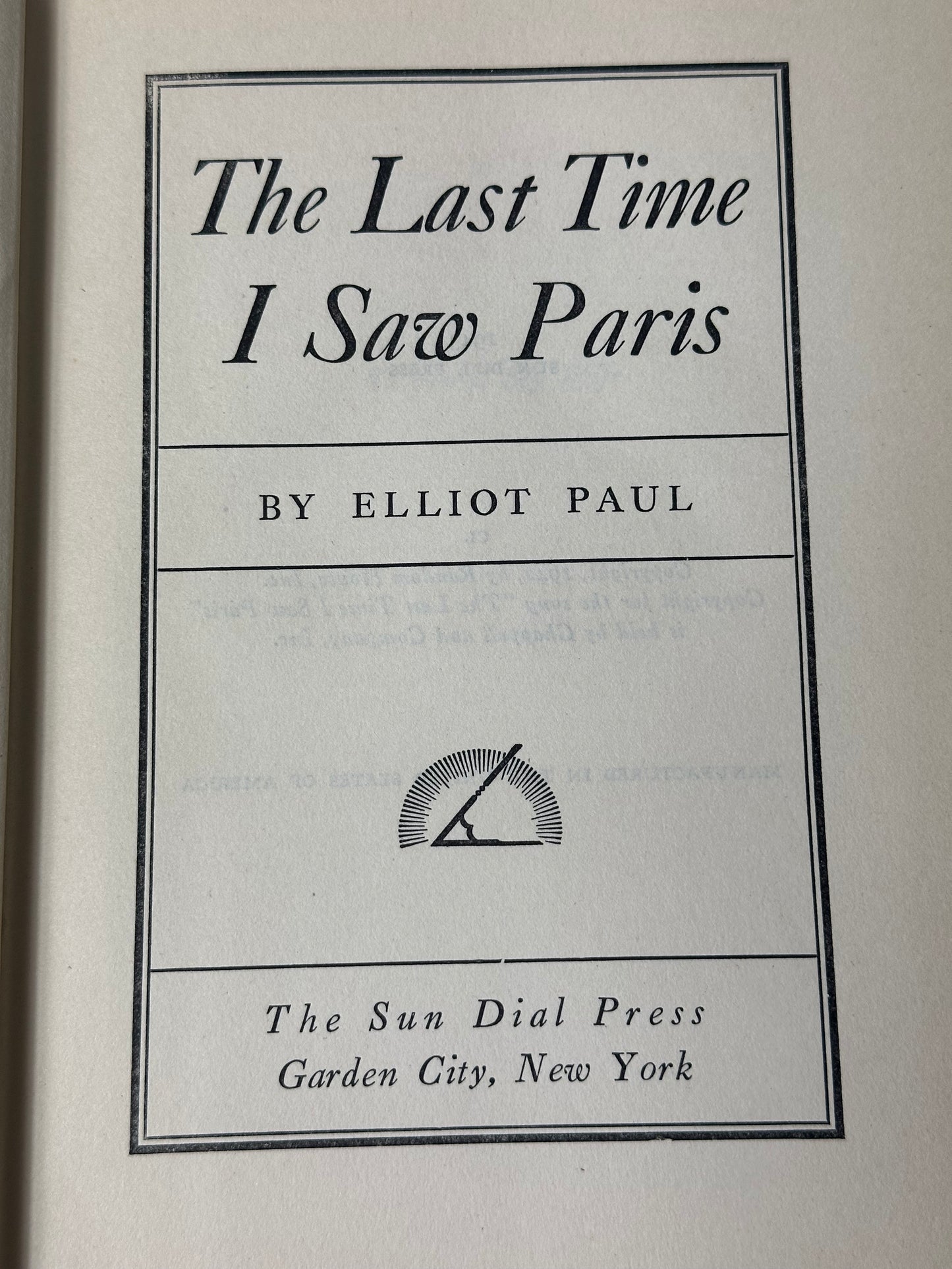 The Last Time I Saw Paris 1943 Elliot Paul