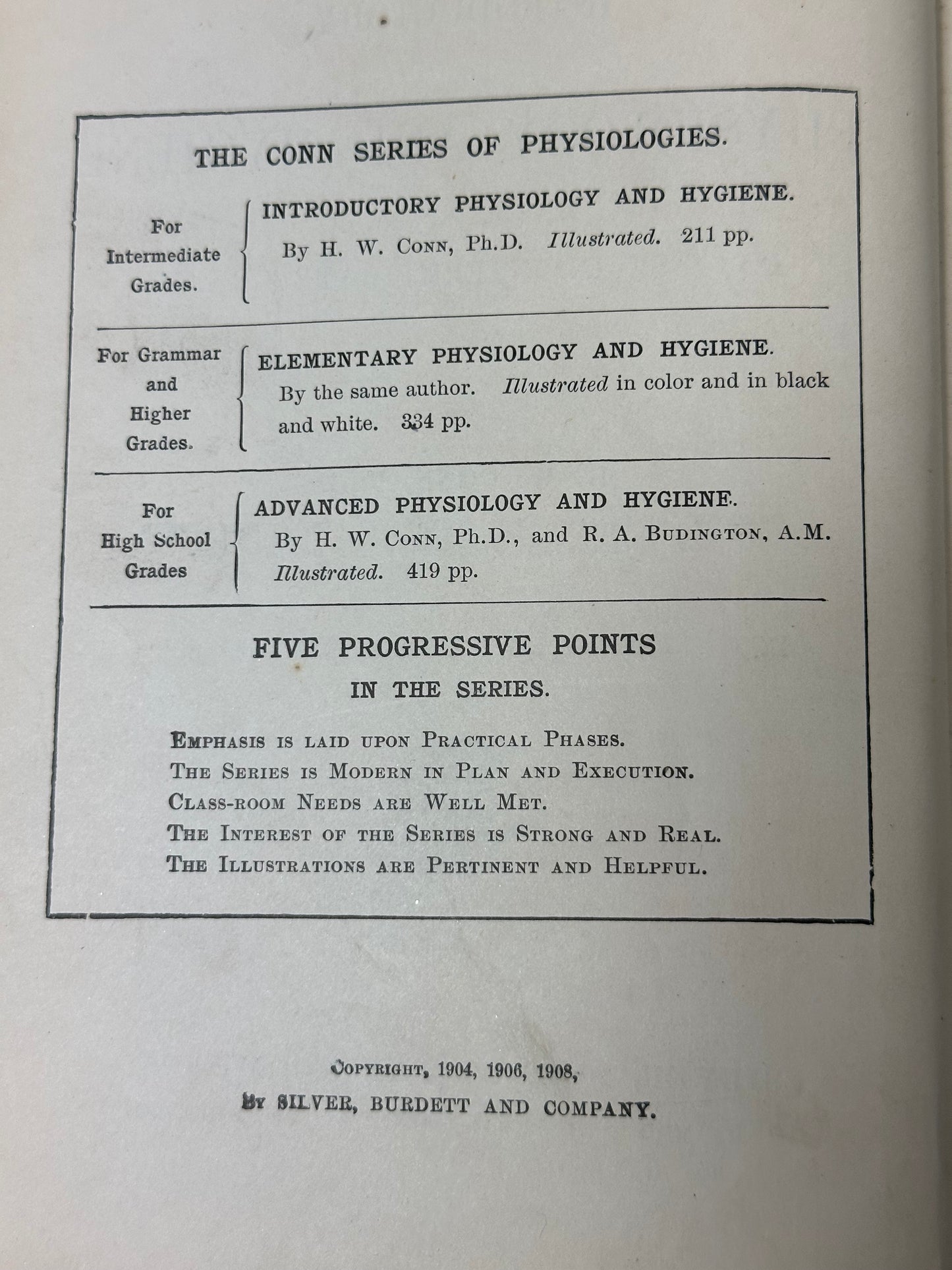 Introductory Physiology and Hygiene 1908 by Conn