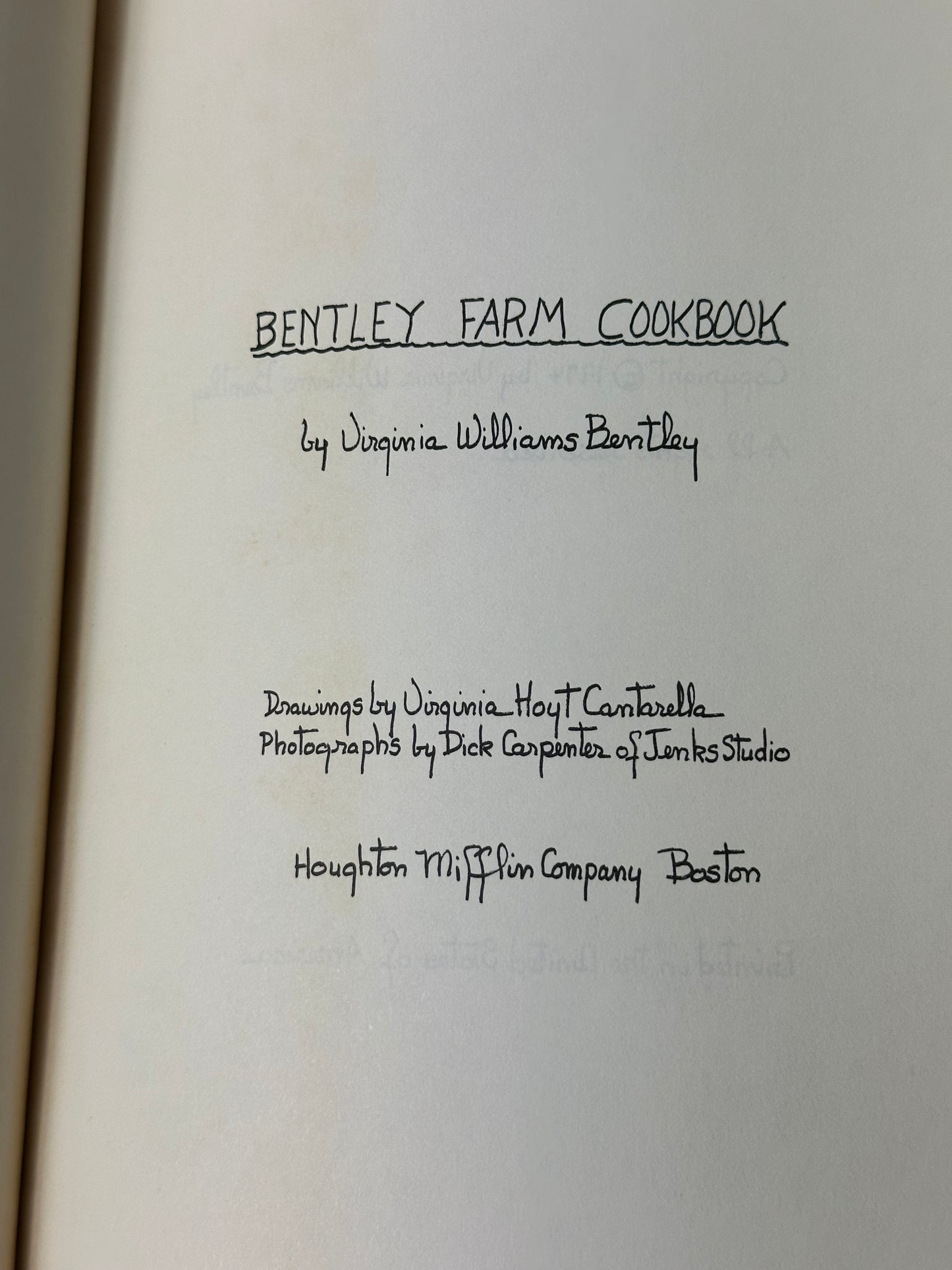 Bentley Farm Cookbook by Virginia Bentley 1974